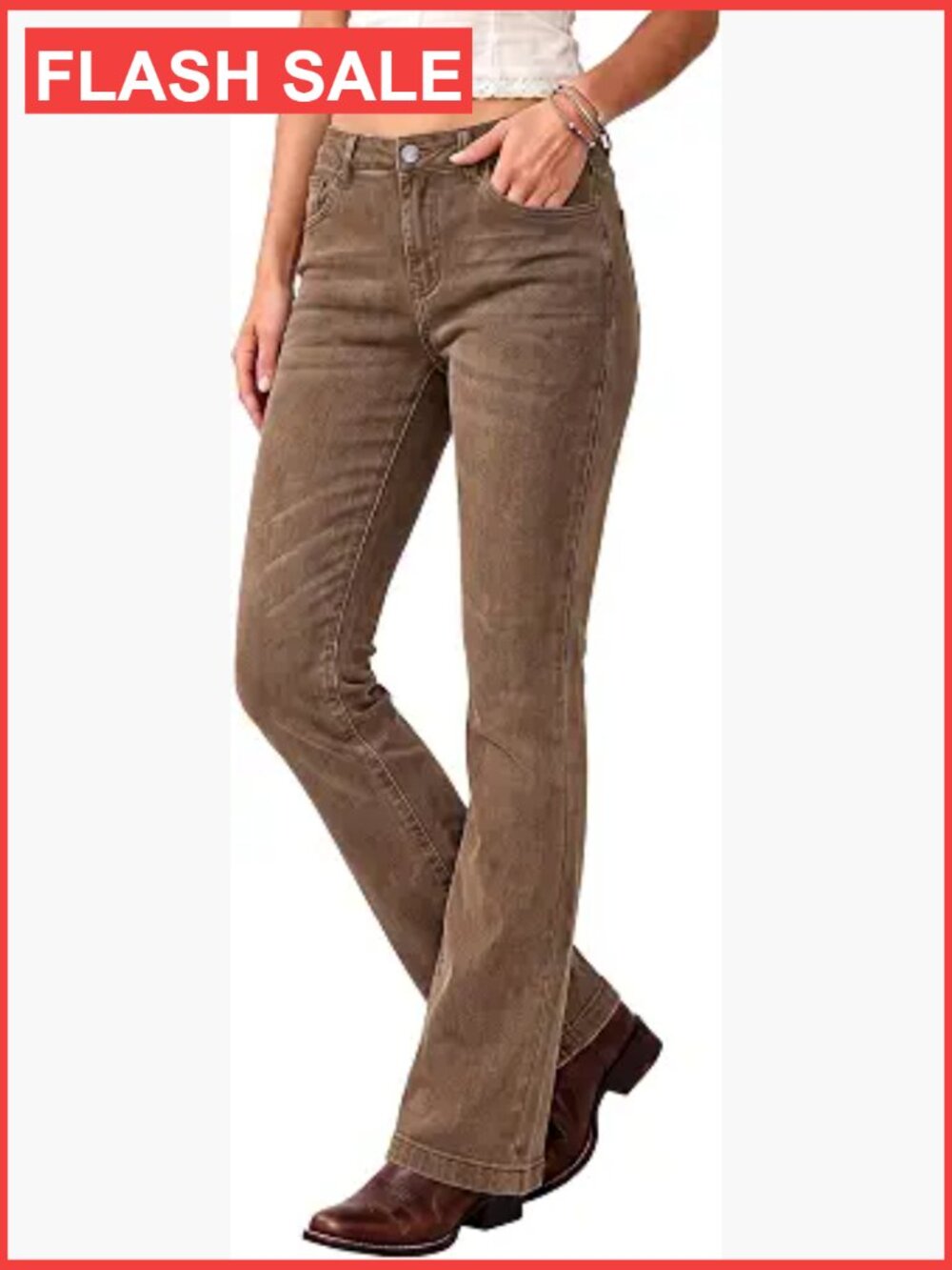 Women Mid Rise Stretch Bootcut Jeans Size S-XXL